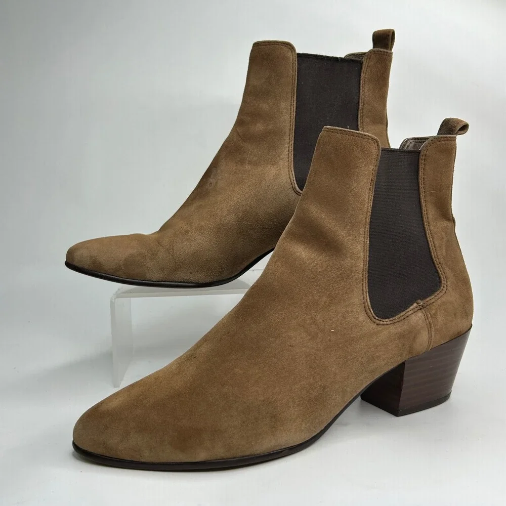 Sam‎ Edelman Reesa Pull On Suede Chelsea Ankle Boots Womens 10 Tan Pointed Toe